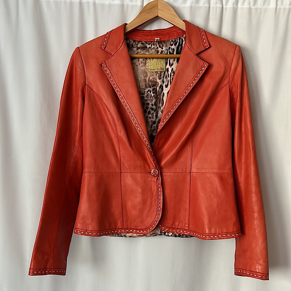 Artico Luxurious Orange Buttery Soft Sheepskin Leather Jacket **Sz 46/US Sz 10**